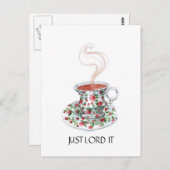 Gewoon grazen, theeslogan, theebeker rozen briefkaart (Voorkant / Achterkant)