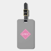 Gewoon grijs en roze aangepast monogram bagagelabel (Voorkant verticaal)