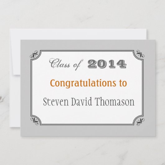 Gewoon grijs en wit afstuderen kaart (Achterkant)