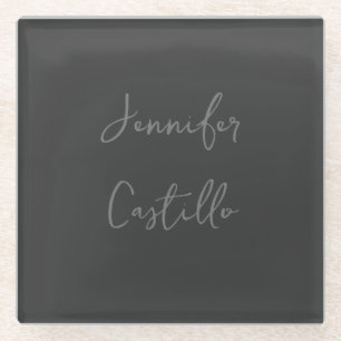 Gewoon grijs Minimalistische moderne kalligrafie Glazen Onderzetter