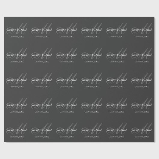 Gewoon grijs Monogram bruiloft bruid bruidegom nam Cadeaupapier (Vlak)