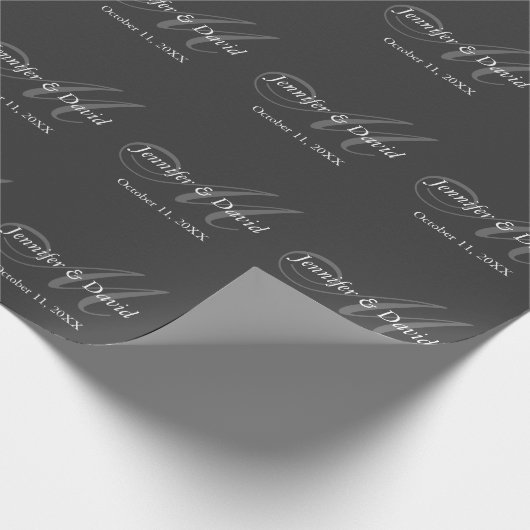 Gewoon grijs Monogram bruiloft bruid bruidegom nam Cadeaupapier (Hoek)