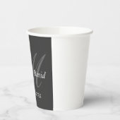 Gewoon grijs Monogram bruiloft bruid bruidegom nam Papieren Bekers (Links)
