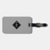 Gewoon grijs monogram op maat bagagelabel (Achterkant horizontaal)