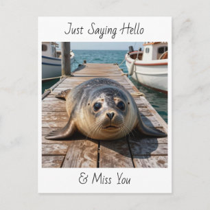 Gewoon hallo zeggen Contact houden Schattige zee Briefkaart