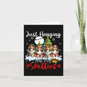 Gewoon hangen met mijn Shelties Xmas Three Santa D Kaart