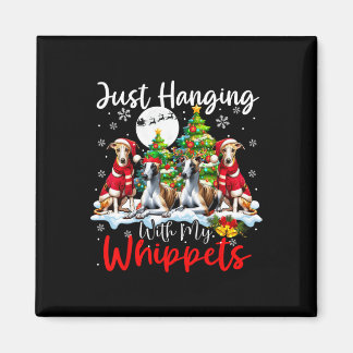 Gewoon hangen met mijn Whippets Xmas Three Santa D Magneet