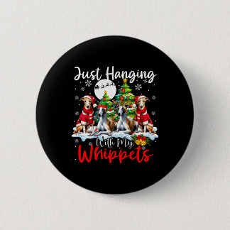 Gewoon hangen met mijn Whippets Xmas Three Santa D Ronde Button 5,7 Cm
