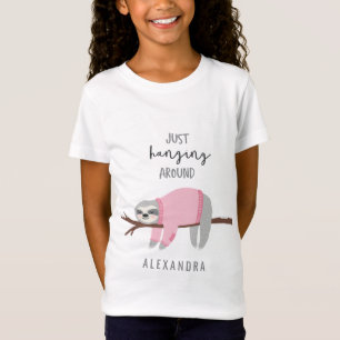 Gewoon hangen rond luiaard roze t-shirt
