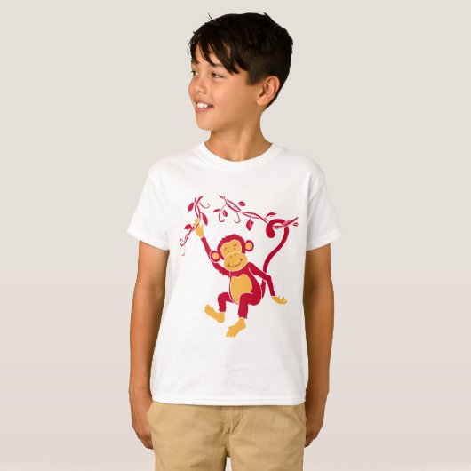 Gewoon hangend funky rood aap grafisch t-shirt (Voorkant volledig)