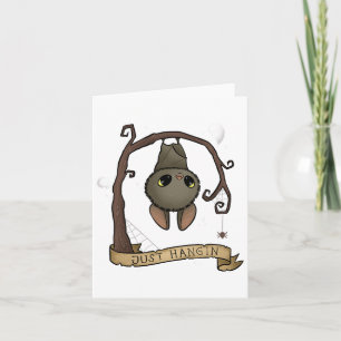 Gewoon Hangin Halloween Cute Hanging Bat Spooky Ad Kaart