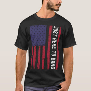 Gewoon hier om het Amerikaanse vlagvuurwerk op de  T-shirt