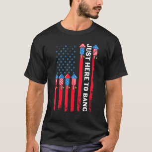Gewoon hier om vuurwerk te blazen, Amerikaanse vla T-shirt