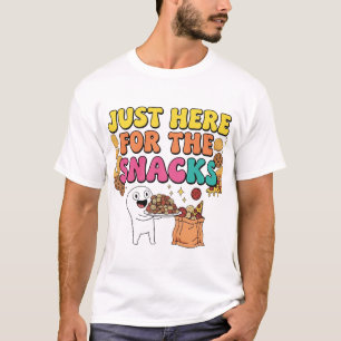Gewoon hier voor de snacks - grappige voedselliefh t-shirt