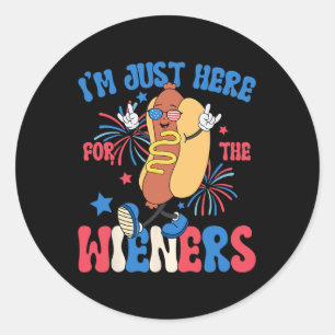 Gewoon hier voor de Weiners 4th of July Funny Hot Ronde Sticker