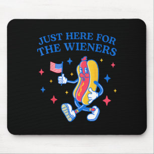Gewoon hier voor de Wieners 4 juli Hot Dog 4 Muismat