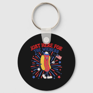 Gewoon hier voor de Wieners 4th of July Funny Hot Sleutelhanger