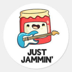 Gewoon Jammin Funny Rocker Jam Pun Ronde Sticker