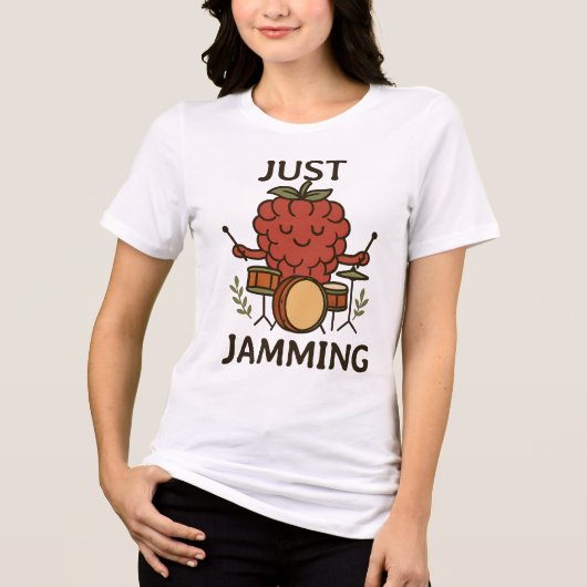 Gewoon Jamming Raspberry Funny Fruit Tuinieren Muz Tri-Blend Shirt (Voorkant)
