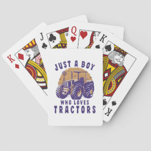Gewoon Jongen Die Van Tractors Boeren Trucks Houdt Pokerkaarten