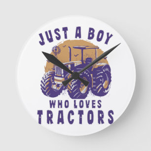 Gewoon Jongen Die Van Tractors Boeren Trucks Houdt Ronde Klok
