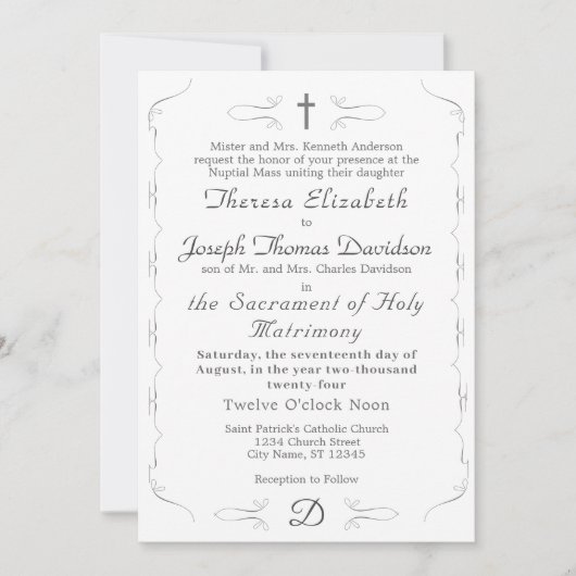 Gewoon katholieke bruiloft uitnodiging (Voorkant)