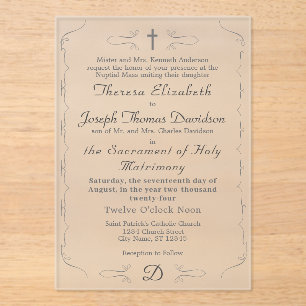 Gewoon katholieke bruiloft uitnodiging acryl uitnodigingen