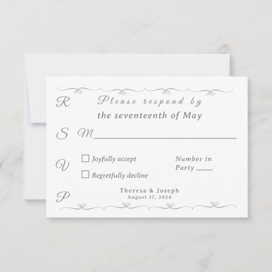 Gewoon katholieke bruiloft wit RSVP kaartje (Voorkant)