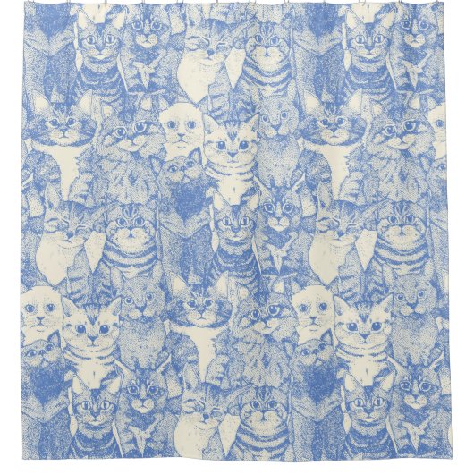 Gewoon kittens blauw douchegordijn (Voorkant)