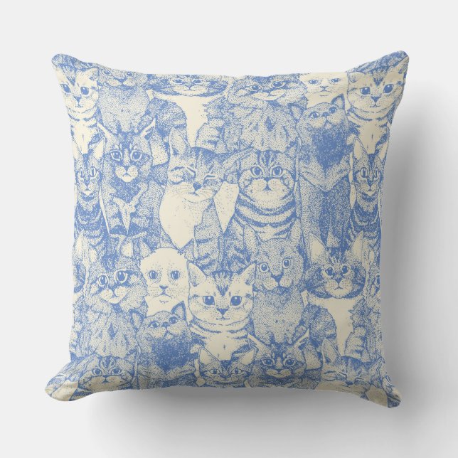 Gewoon kittens blauw kussen (Voorkant)