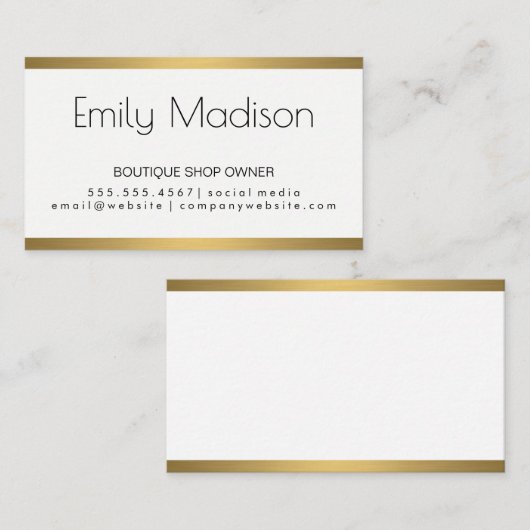 Gewoon Klassiek en Elegant / Goud Luxe Metaal Tri Visitekaartje (Voorkant / Achterkant)