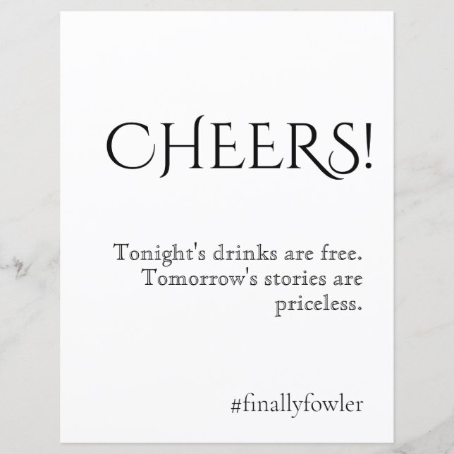 Gewoon klassieke bruiloft open bar teken (Voorkant)