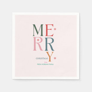 Gewoon Kleurrijke Prettig Kerstfeest Roze Servet