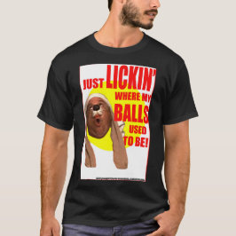 "Gewoon Lickin"...!" op een zwarte T-shirt