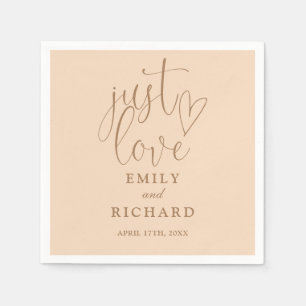 Gewoon lief script elegant zacht perzik huwelijk servet