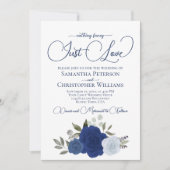 Gewoon Liefde Blauwe Rozen Boho Bloemen QR Code Br Kaart (Voorkant)