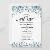 Gewoon liefde! Blue Boho Chic Wildflowers Wedding Kaart (Voorkant)
