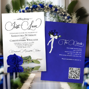 Gewoon Liefde Elegant Royal Blue Roos QR Code Brui Kaart