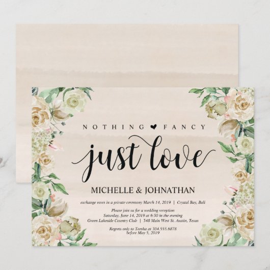 Gewoon liefde, Elopement Reception Kaart (Voorkant / Achterkant)