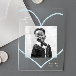 Gewoon Love Blue Heart Photo Valentijnsdag Acryl Uitnodigingen