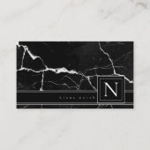 Gewoon marmer Monogram Black White Std ID672 Visitekaartje (Voorkant)