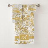 Gewoon marmer Monogram Gold White marble Bath Tow Bad Handdoek (Insitu)