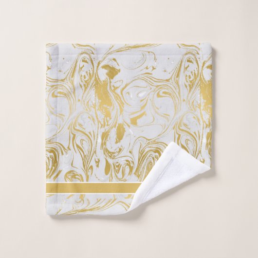 Gewoon marmer Monogram Gold White marble Bath Tow Bad Handdoek (Wasdoekje)