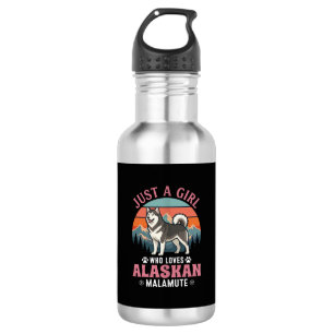 Gewoon Meisje Alaskan Malamute Hond Retro Zonsonde Waterfles