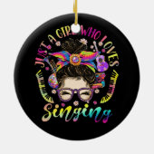 Gewoon meisje dat houdt van het zingen van rommeli keramisch ornament (Achterkant)