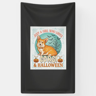 Gewoon Meisje Dat Van Corgi Halloween Pompoenen Vl Spandoek