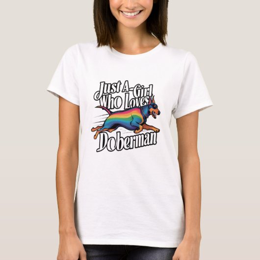 Gewoon meisje dat van Doberman houdt T-shirt (Voorkant)