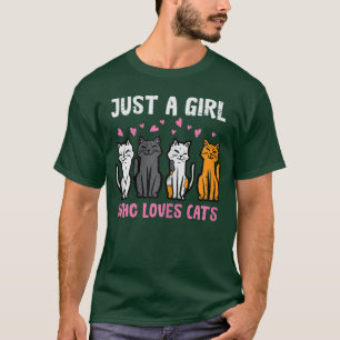 Gewoon meisje dat van katten houdt grappige vrouwe t-shirt
