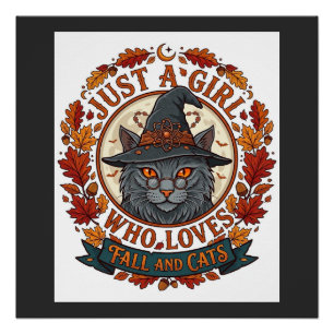 Gewoon Meisje Dat Van Katten Houdt Halloween Heks  Perfect Poster