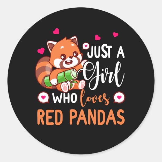 Gewoon meisje die houdt van rode panda's rode pand ronde sticker (Voorkant)